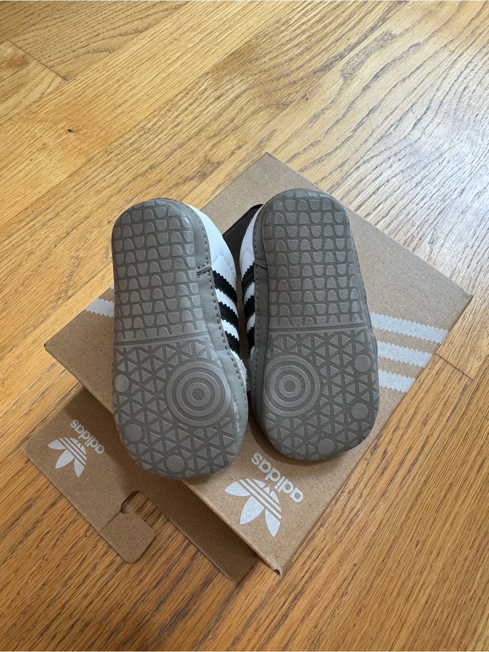 adidas Kids White, Gray & Black Classic Samba Sneakers - Picture 2 of 4